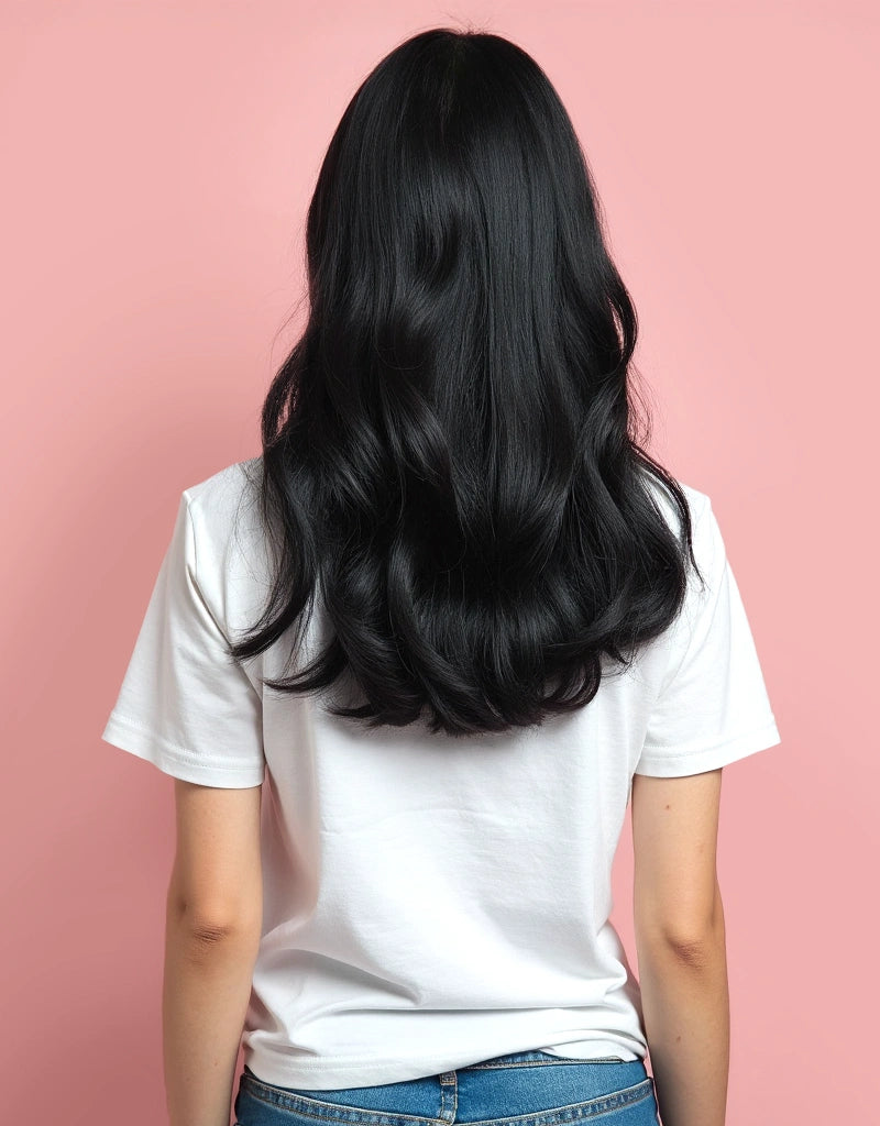 Hoe lang zijn hairextensions van 30cm? In dit voorbeeld zie je hoe lang clip in extensions van 30cm, ook wel 12 inch zijn.