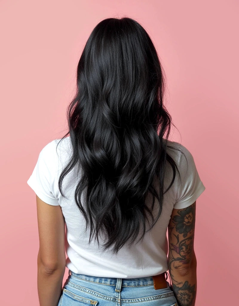 Hoe lang zijn hairextensions van 40cm? In dit voorbeeld zie je hoe lang clip in extensions van 40cm, ook wel 16 inch zijn.