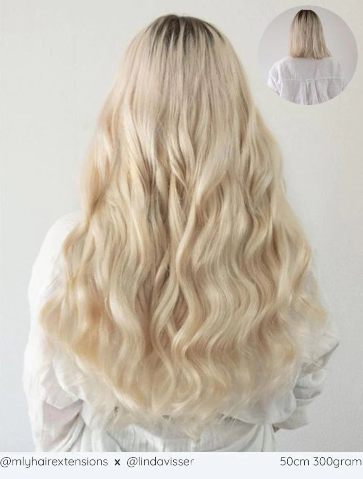 Platina Blonde clip-in hairextensions π 40cm - 260g