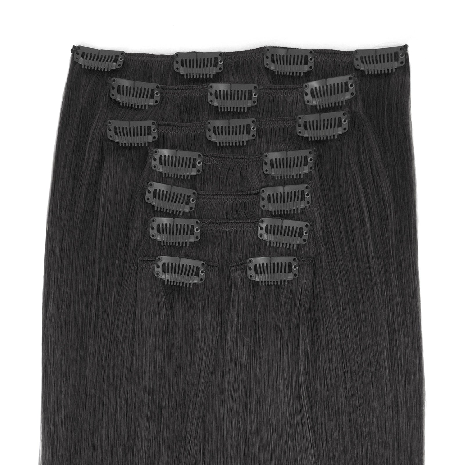 Zwarte clip-in hair extensions • 50cm (220g)
