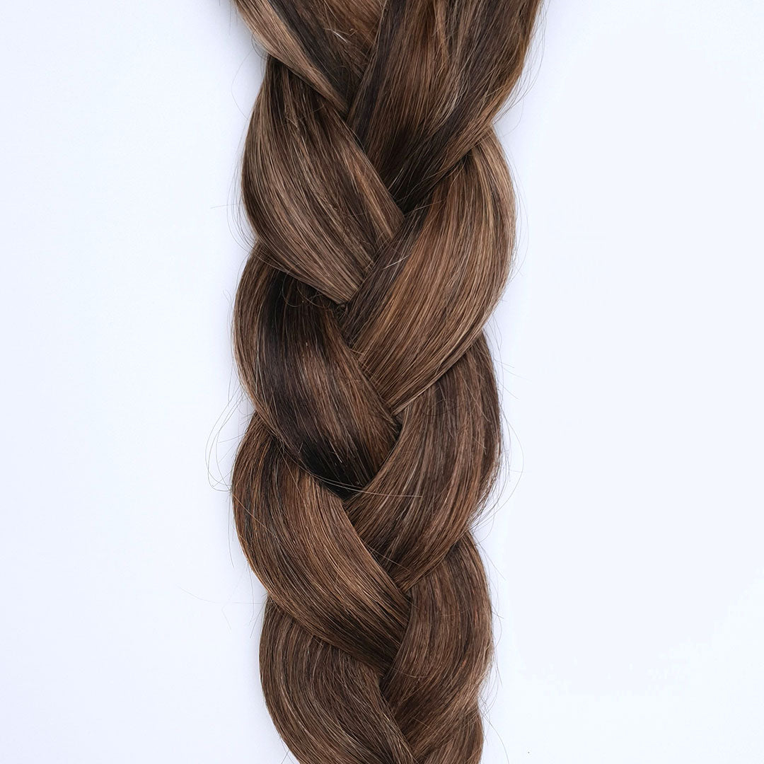 Bruine highlights clip-in hairextensions 🍂 60cm - 280g