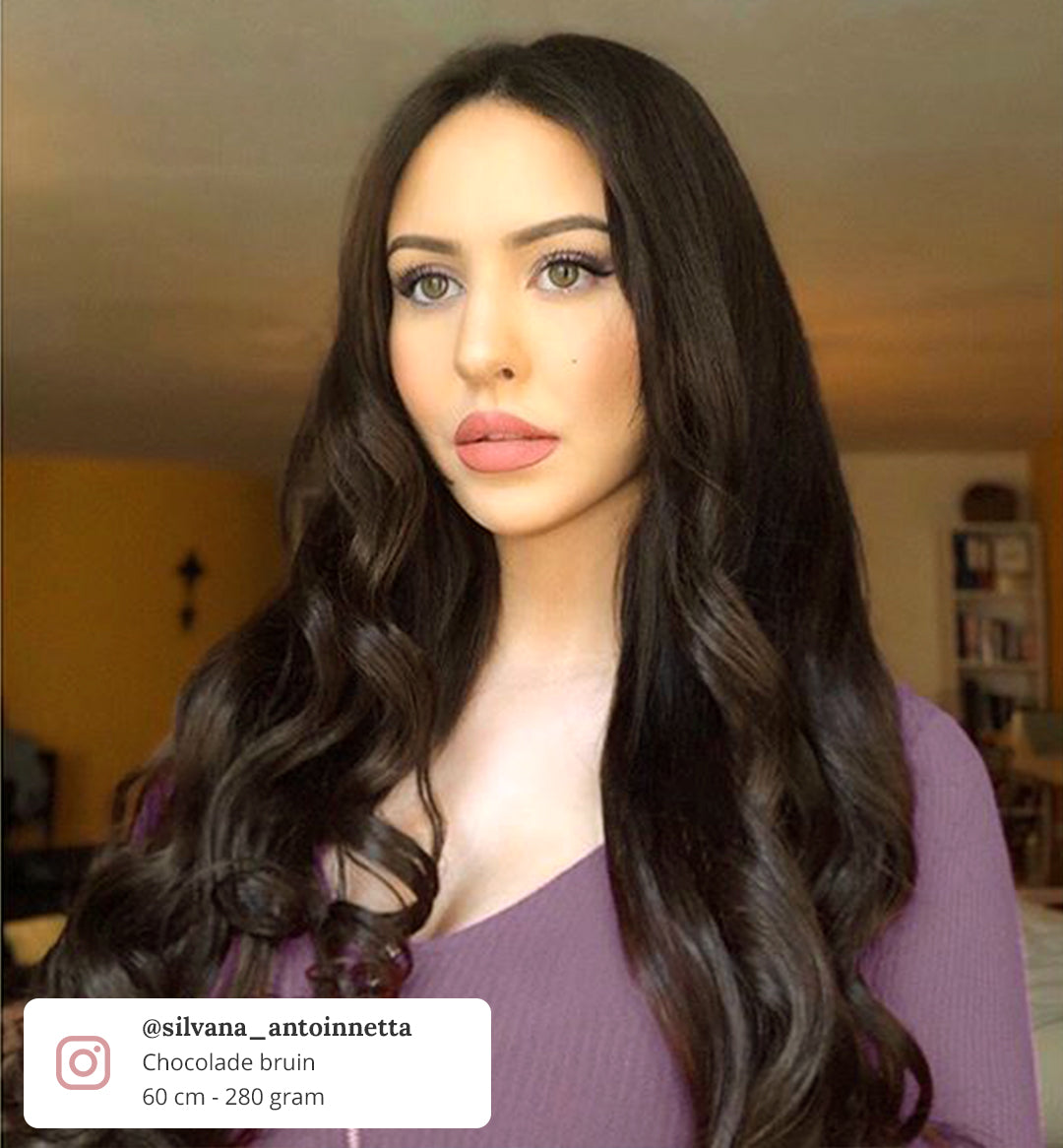 Chocolade bruine clip-in hairextensions π« 50cm - 300g
