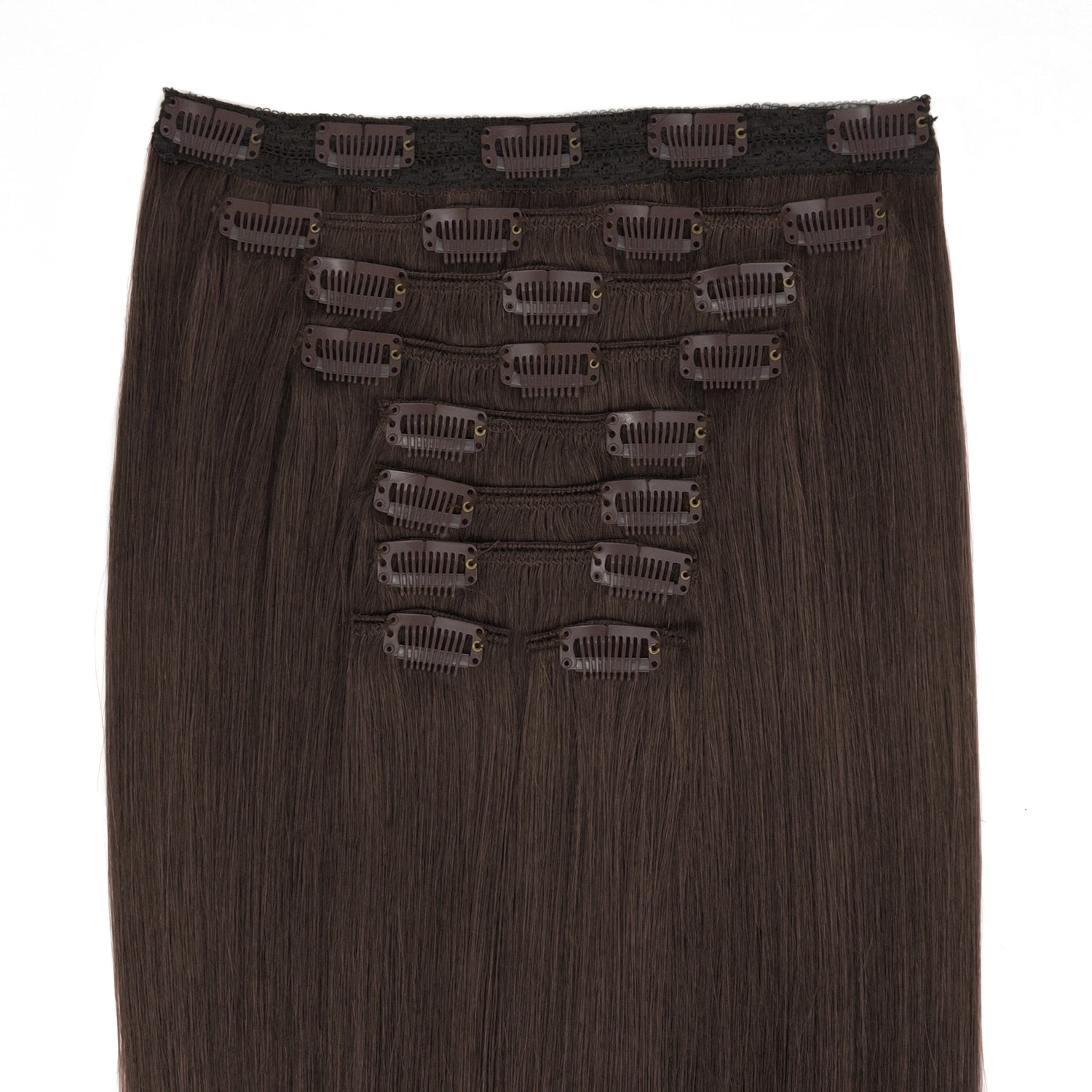 Donker bruine clip-in hair extensions • 50cm (300g)