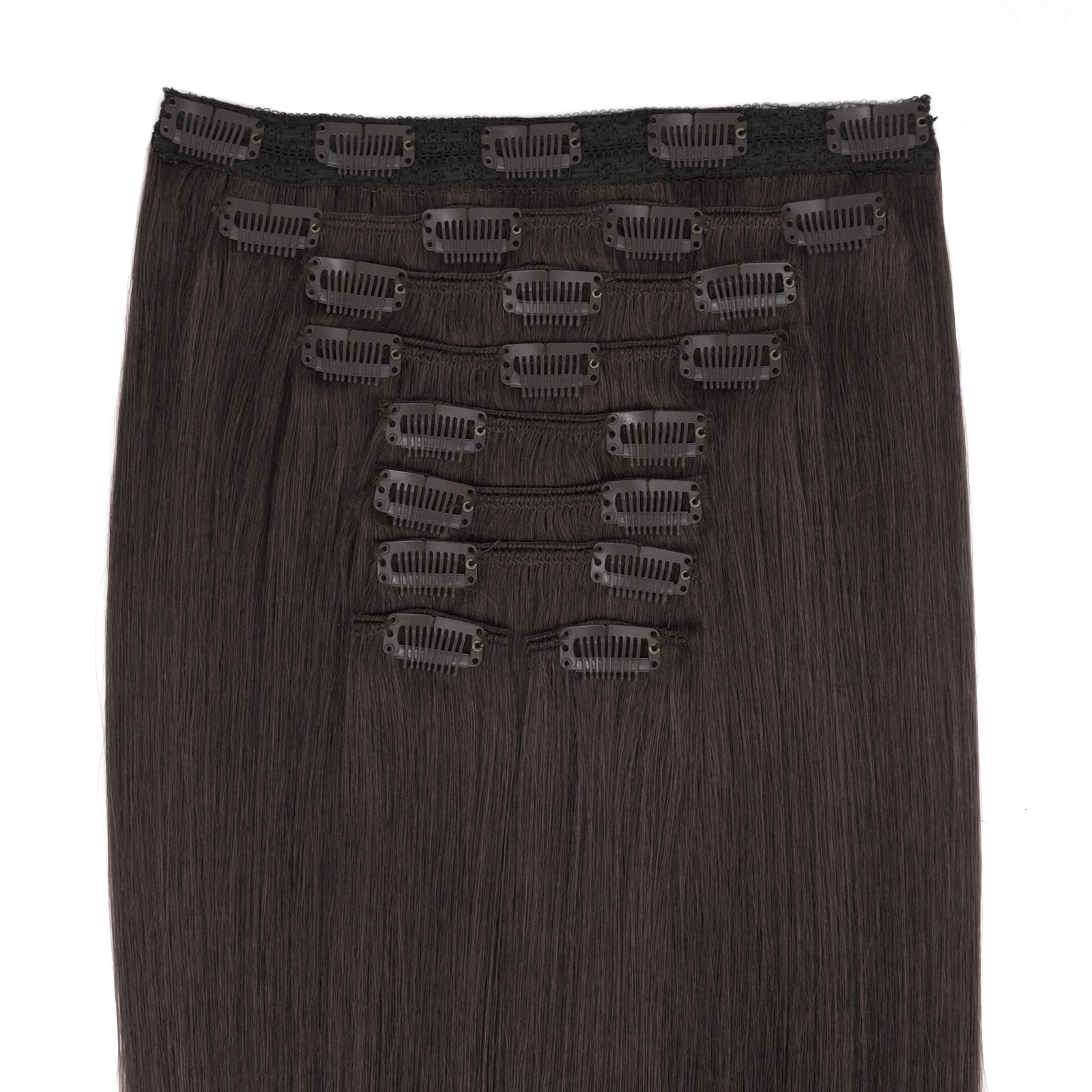 Zwartbruine clip-in hair extensions • 50cm (300g)