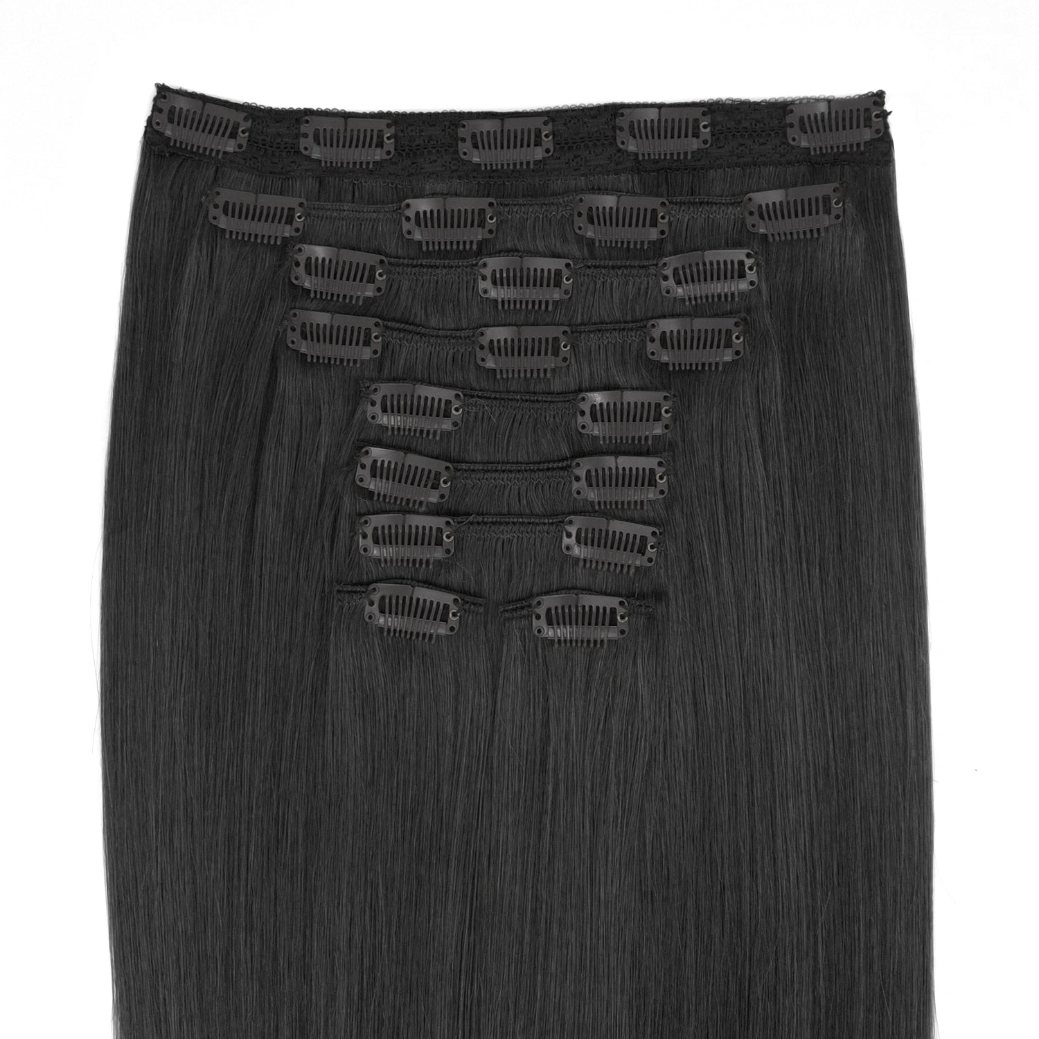 Zwarte clip-in hair extensions • 50cm (300g)