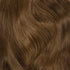 Warm Bruine clip in hairextensions van echt haar. Remy human hair clip ins in een warme midden bruin tint. 30 centimeter lange set circa 12inch hairextensions clip ins.