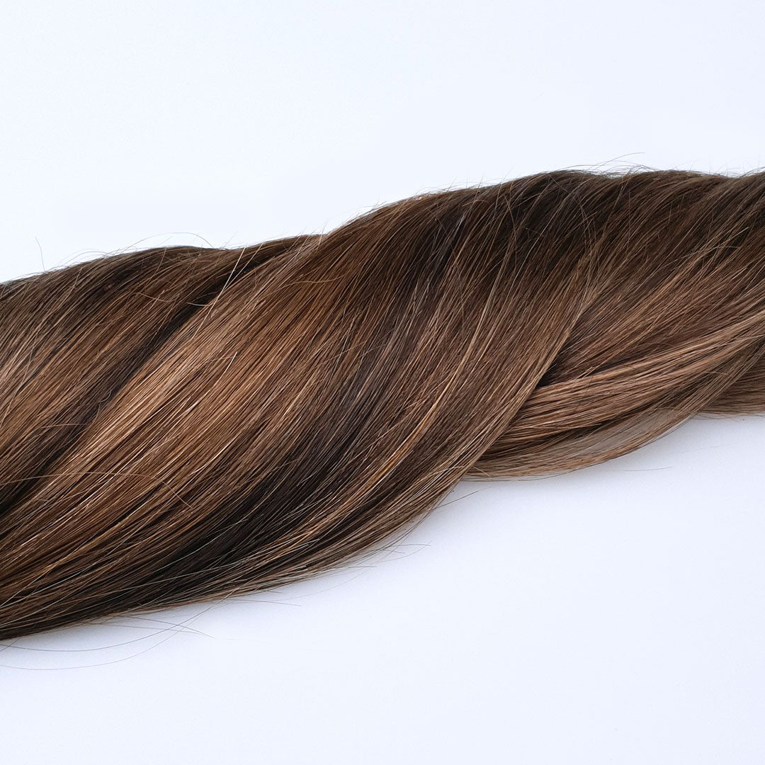 Bruine highlights quad weft hairextensions 🍂 30cm - 70g