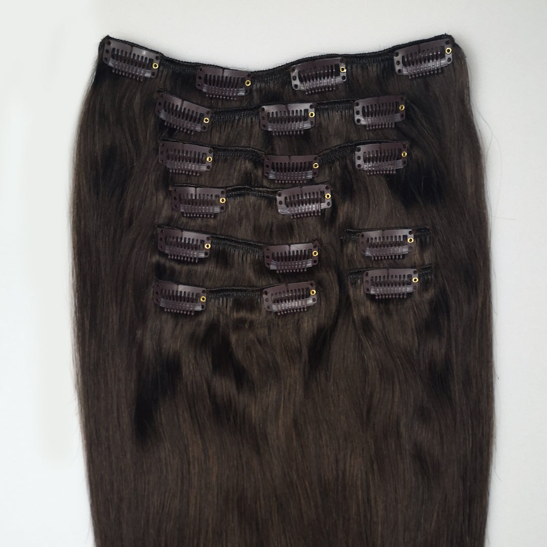 Donker bruine clip-in hairextensions 🤎 30cm - 160g