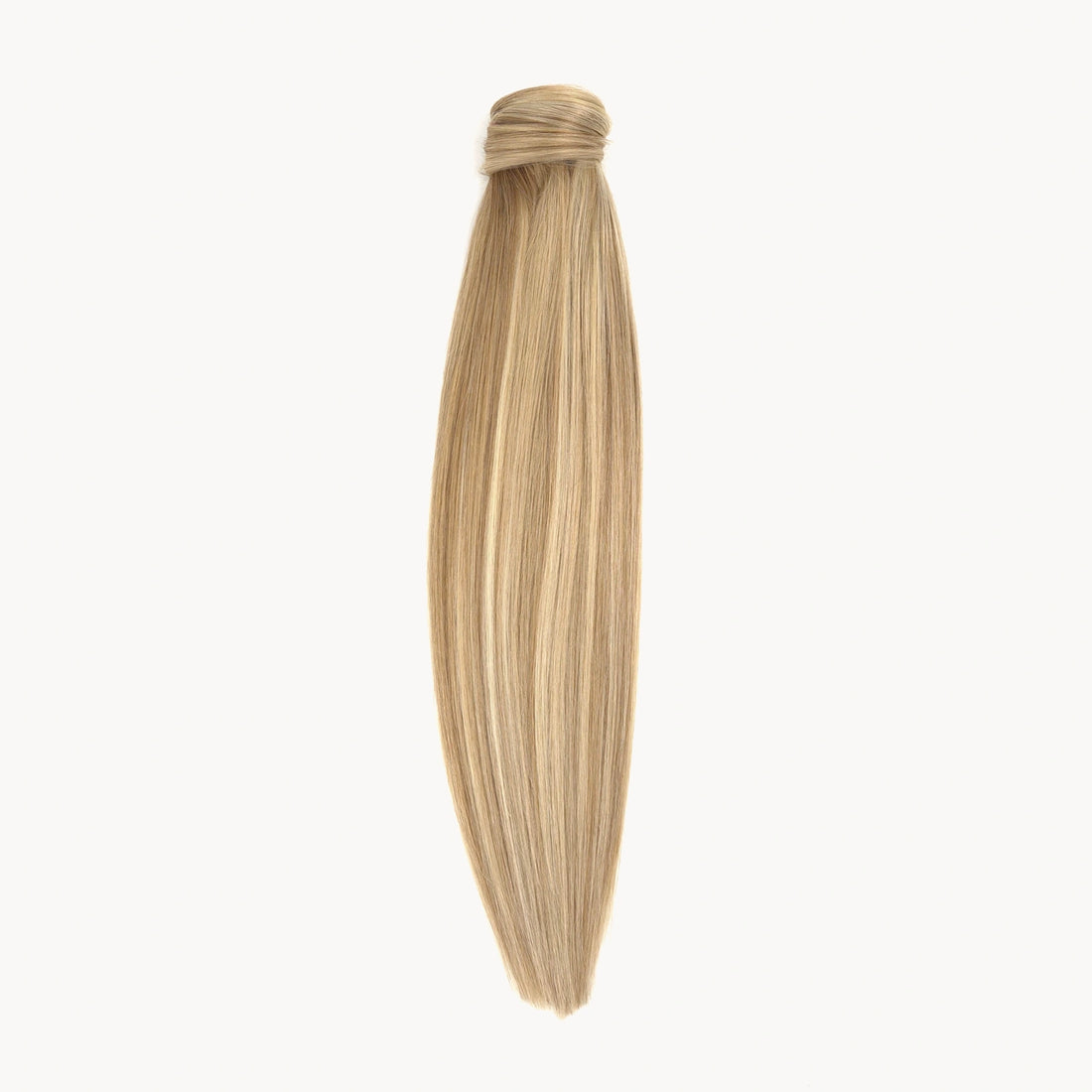 Licht blonde clip in ponytail met klitteband voor extra grip. 