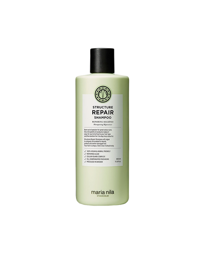 Maria Nila Structure Repair Shampoo is een vocht inbrengende verzorgende shampoo die je haar versterkt. We weten allemaal dat droog, beschadigd, geblondeerd haar en hairextensions wat extra liefde nodig hebben. Daarom introduceren we de Maria Nila Repair Shampoo, voor sterk en gezond haar. Deze shampoo is speciaal ontworpen om jouw prachtige nieuwe haar en hairextensions in topconditie te houden.