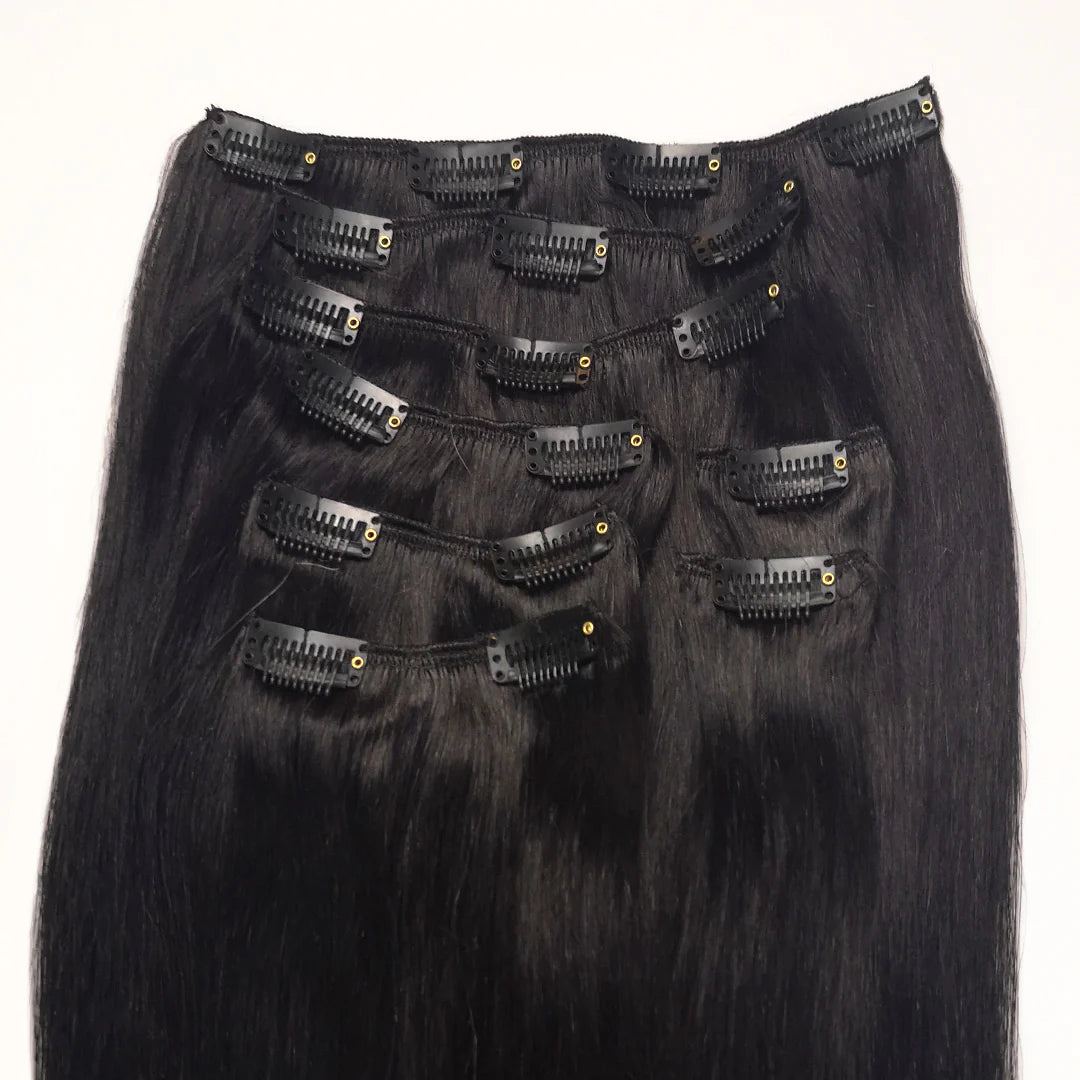 Zwart-bruine clip-in hairextensions ♠️ 40cm - 260g