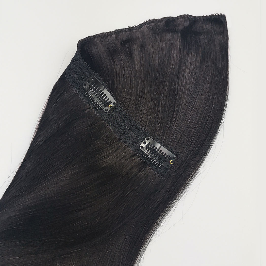 Zwart-bruine quad weft hairextensions ♠️ 30cm - 70g
