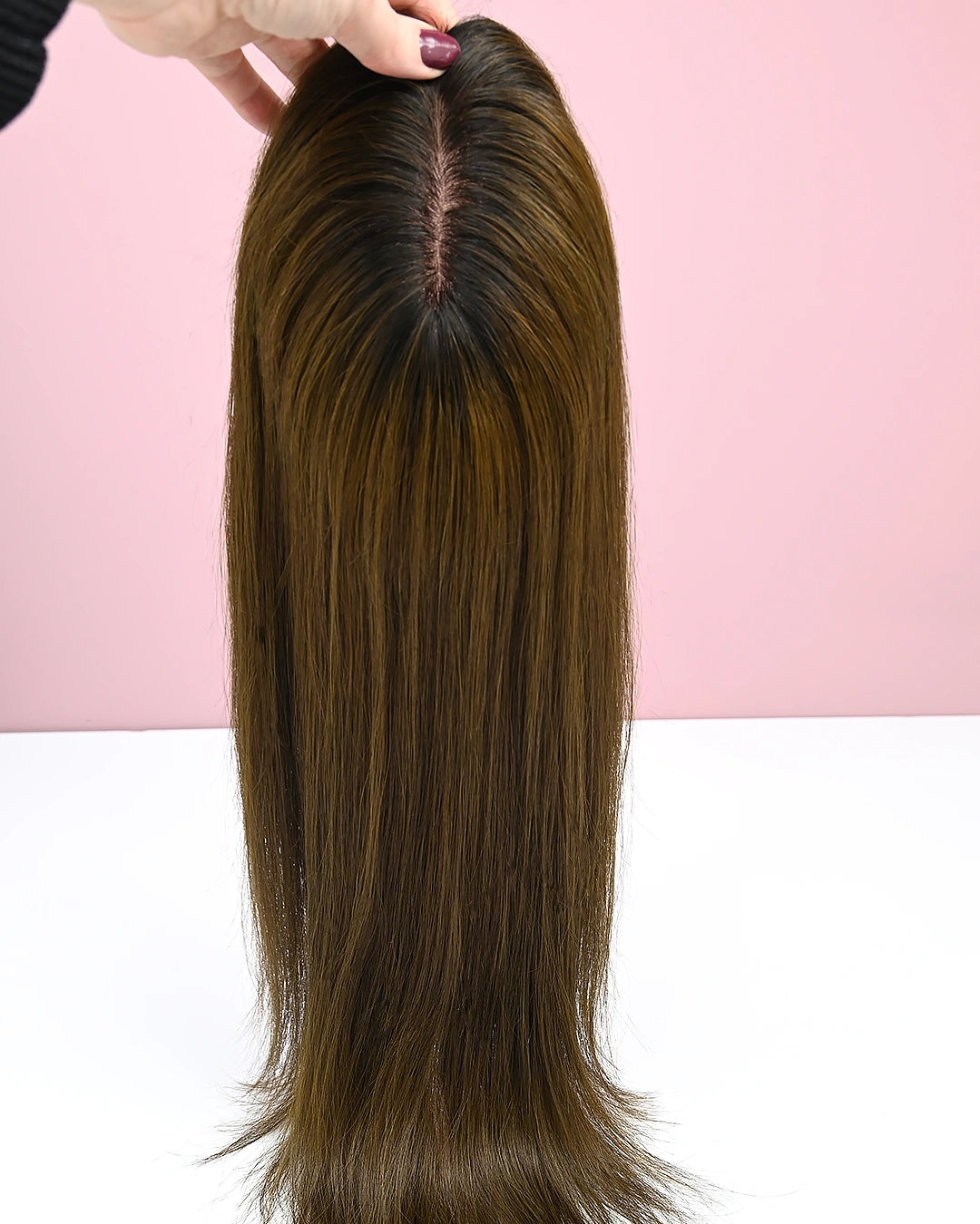 Silk base Hair Topper - Off Black Balayage