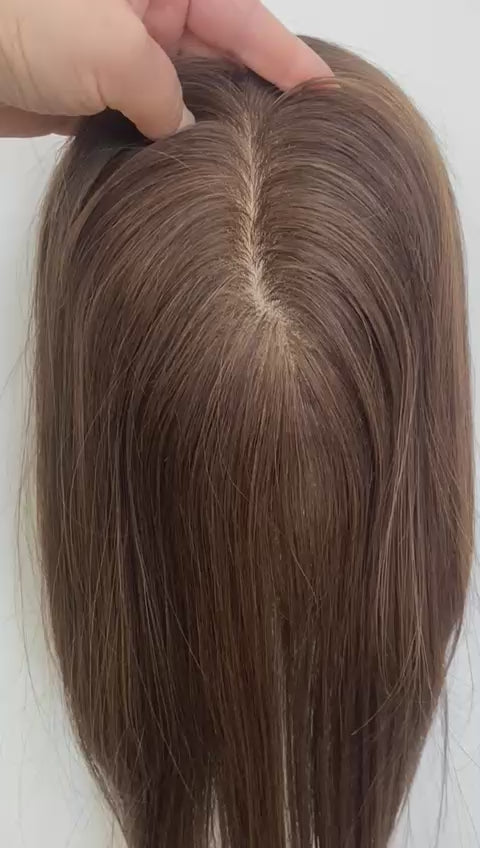 Silk base Hair Topper - Warm Bruin