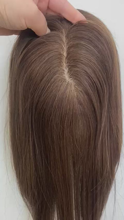 Silk base Hairtopper - Hazelnoot Bruin