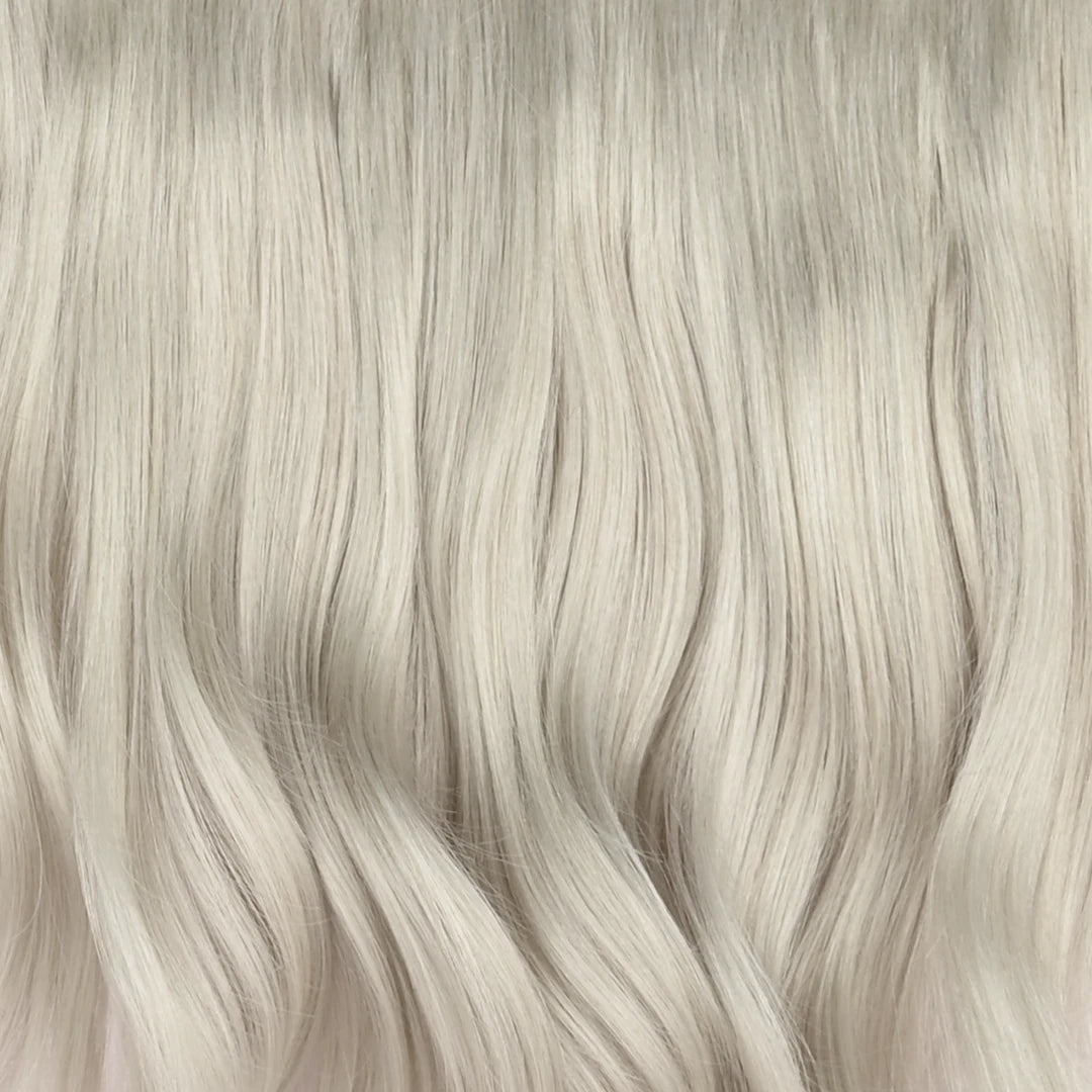 Kleurswatch van de remy human hair ponytail in de kleur Ultra Silver