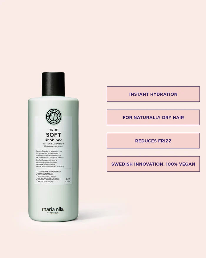 Hydratatie, tegen droog haar, verminderd pluis en 100% vegan - Maria Nila True Soft Shampoo