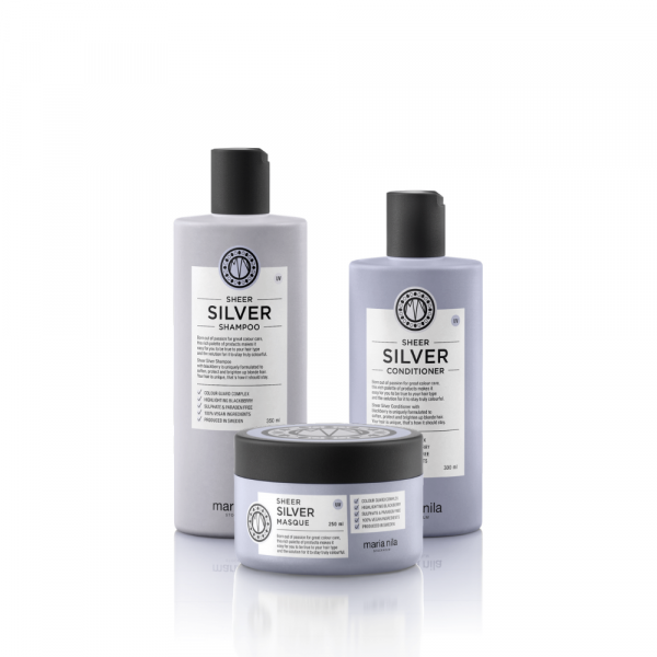 Maria Nila Sheer silver collectie met shampoo condition en silvermasker