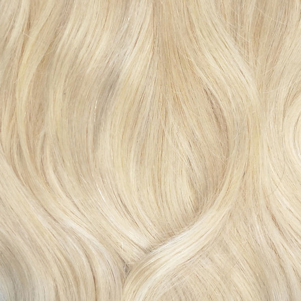Kleurstaal platina blonde human hair extenion clip in ponytail