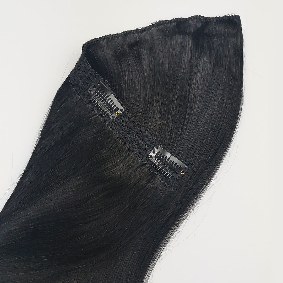 Zwarte quad weft hairextensions 🖤